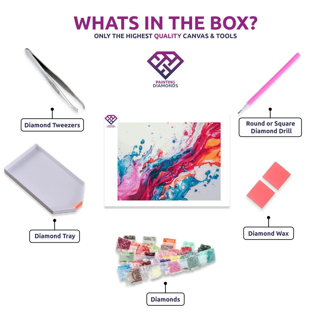 Vibrant Paint Splashes - Diamond Painting Kit