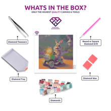 Easter Bunny on a Tractor - 5D Diamond Painting Kit