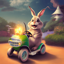 Easter Bunny on a Tractor - 5D Diamond Painting Kit