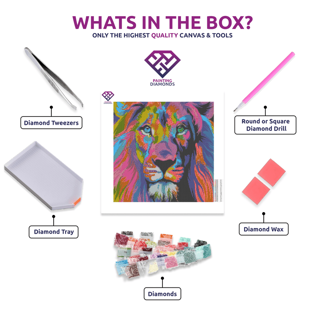 Colourful Lion - 5D Diamond Painting kit