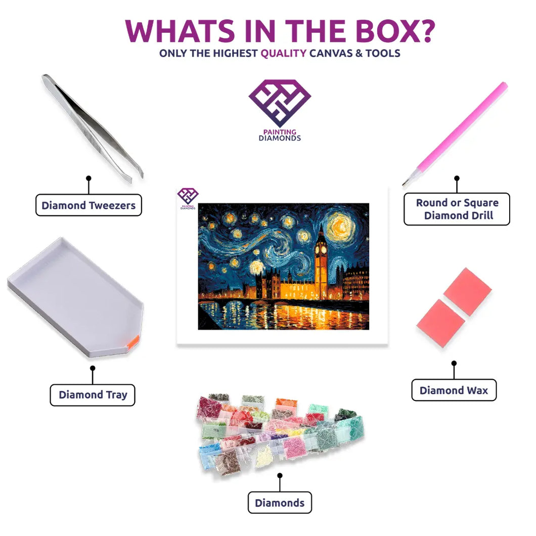 Starry Night Over London – Diamond Painting Kit