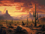 American Wild West artwork shown as a completed diamond painting preview