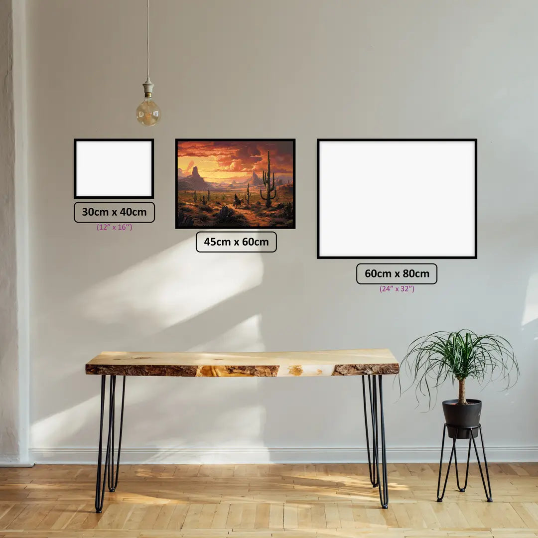 American Wild West diamond painting displayed in a room setting