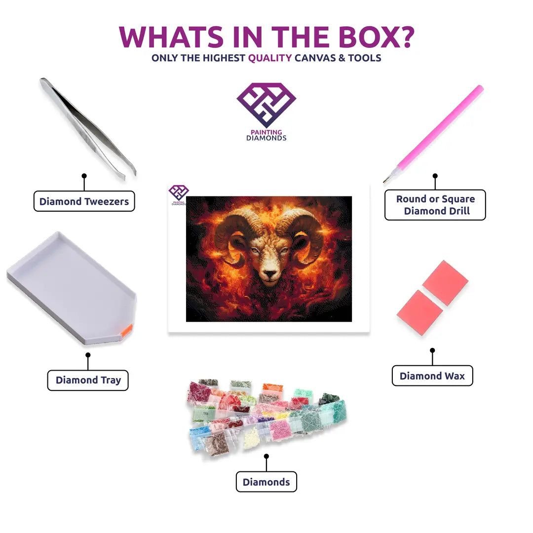 Aries' Fiery Spirit - 5D Diamond Painting Kit