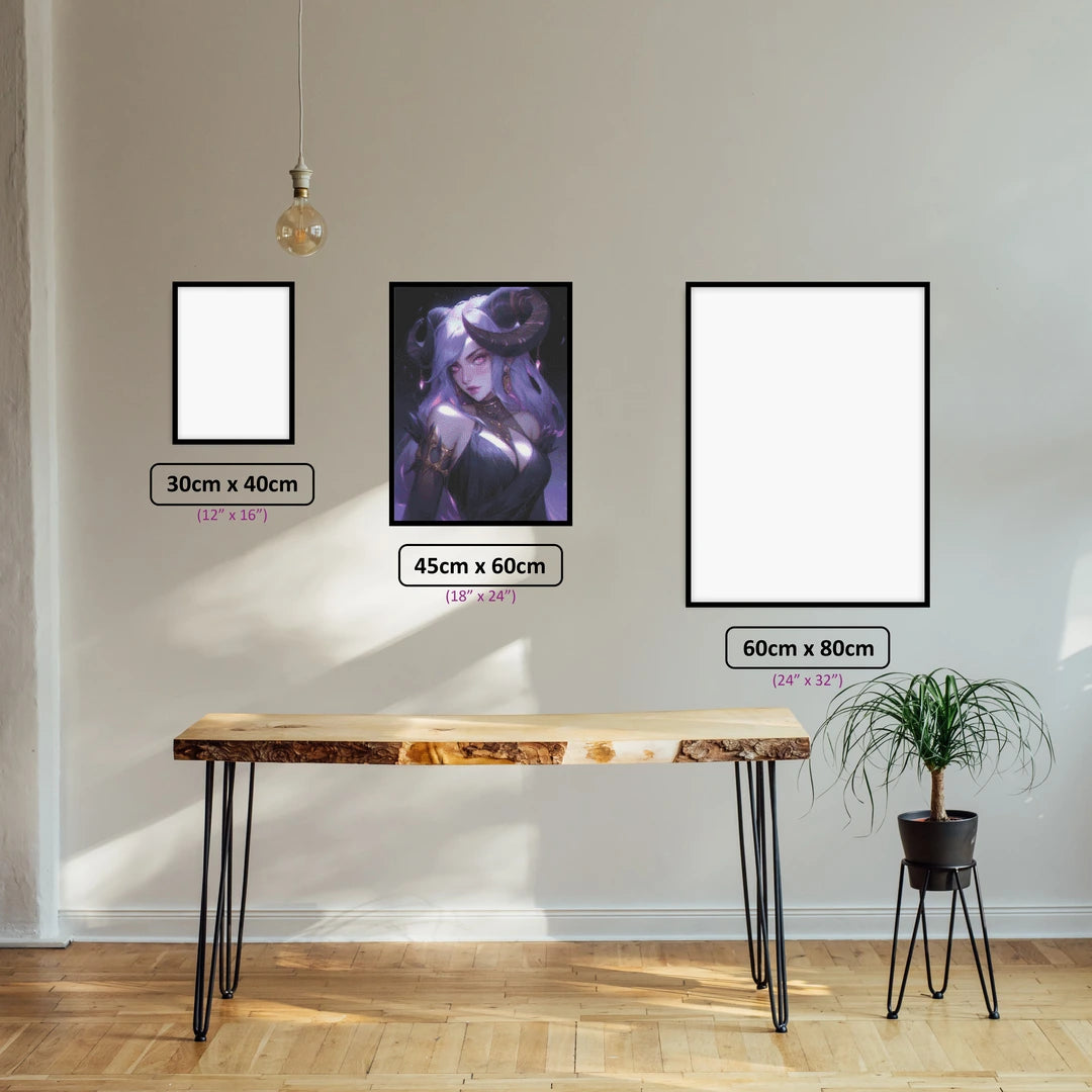Artificer Demoness diamond painting displayed in a room setting