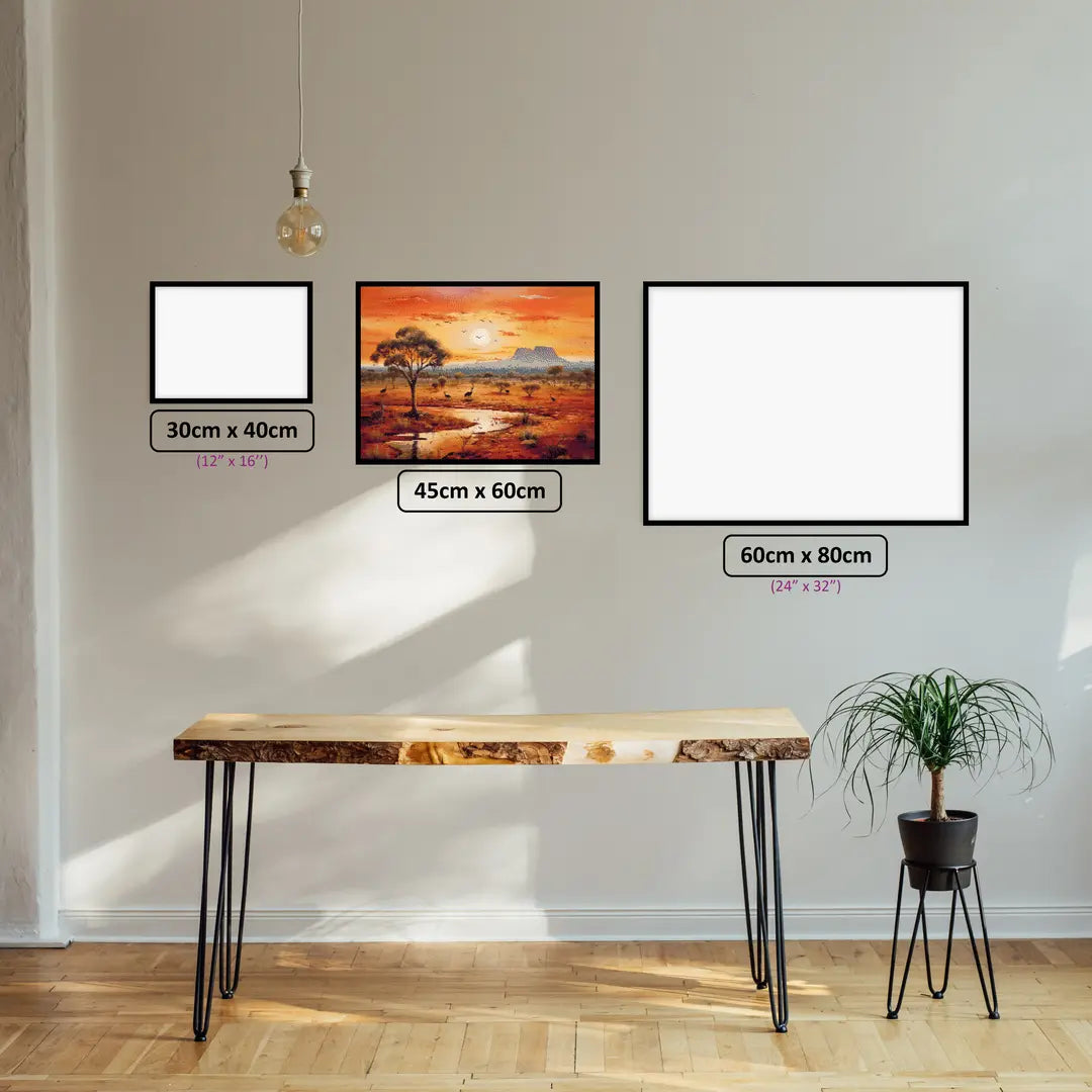 Australian Outback diamond painting displayed in a room setting
