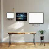 Celestial Starry Night diamond painting displayed in a room setting