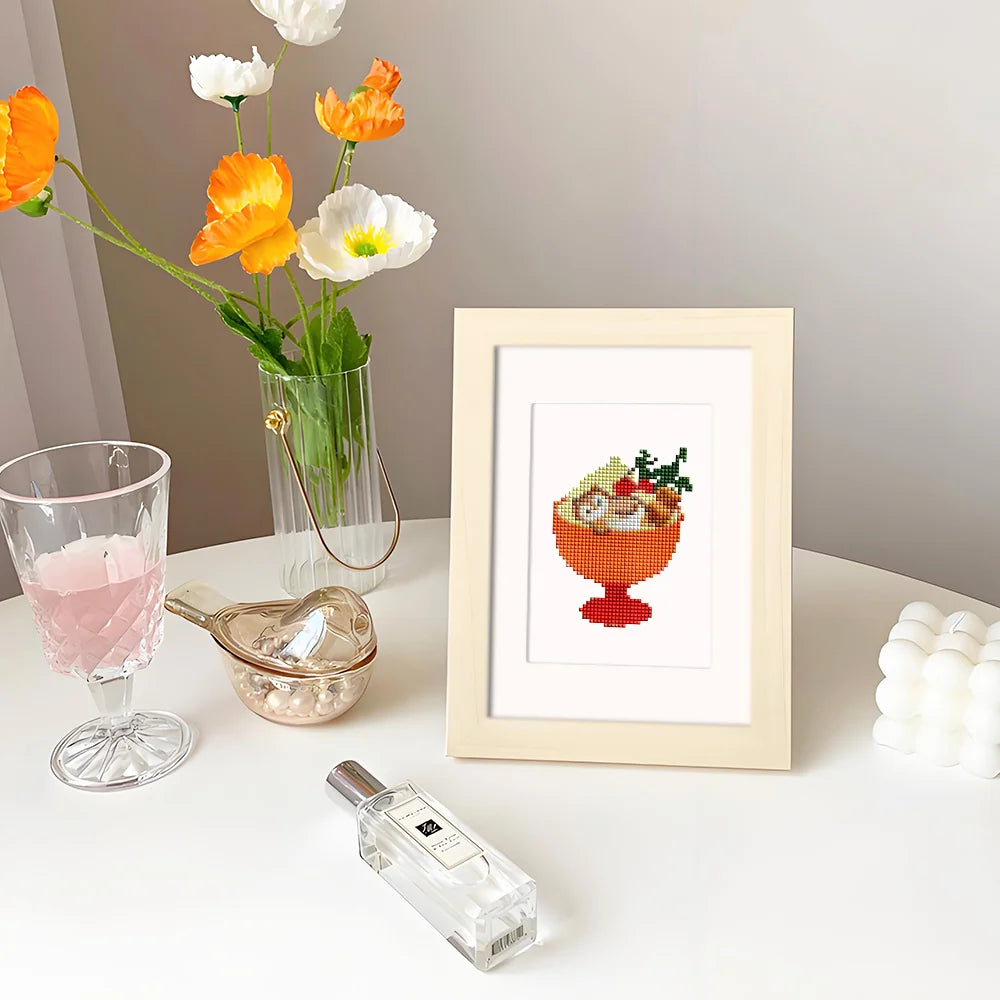 Christmas Desserts mini diamond painting design displayed in a decorative room setting
