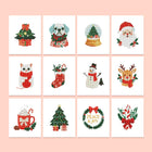Christmas Pets & Cheer twelve-pack mini diamond painting set with all designs
