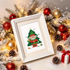 Framed Christmas Tree Characters mini diamond painting artwork presented as finished decor