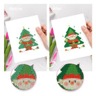 Before and after view of a Christmas Tree Characters mini diamond painting design