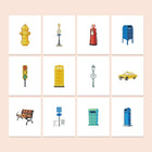 City Street Icons twelve-pack mini diamond painting set with all designs