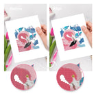 Before and after view of a Colourful Animal Friends mini diamond painting design