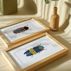 Colourful Beetles mini diamond painting design displayed in a decorative room setting