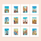 Colourful Travel Postcards twelve-pack mini diamond painting set with all designs