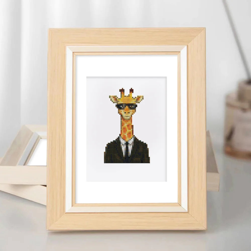 Framed Dapper Animal Gentlemen mini diamond painting artwork presented as finished decor