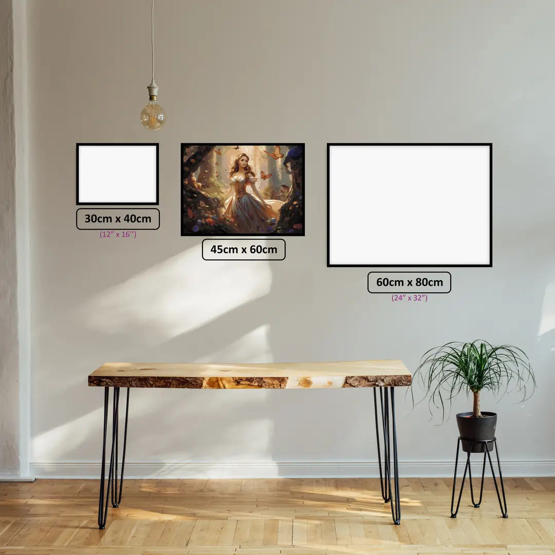 Fairy Tale Princess diamond painting displayed in a room setting