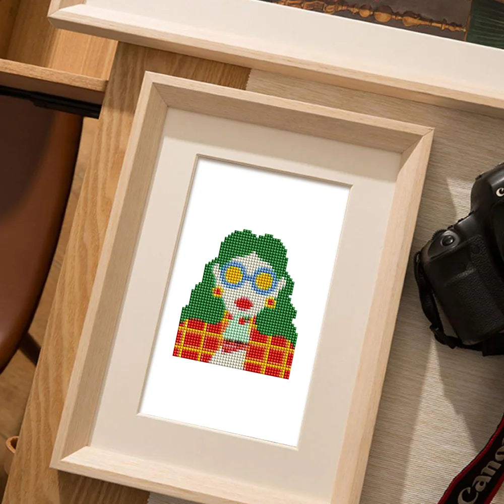 Framed Festive Christmas Characters mini diamond painting artwork presented as finished decor