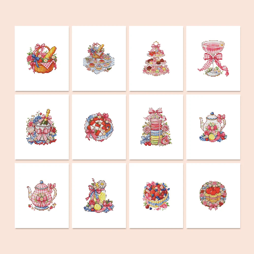 Festive Ornaments & Gifts twelve-pack mini diamond painting set with all designs