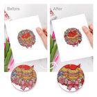 Before and after view of a Festive Ornaments & Gifts mini diamond painting design