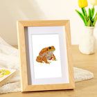 Completed Frogs, Lizards & Chameleons mini diamond painting shown as framed decor