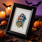 Framed Gothic Halloween Night mini diamond painting artwork displayed in a styled setting