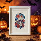 Completed Gothic Halloween Night mini diamond painting shown as framed decor