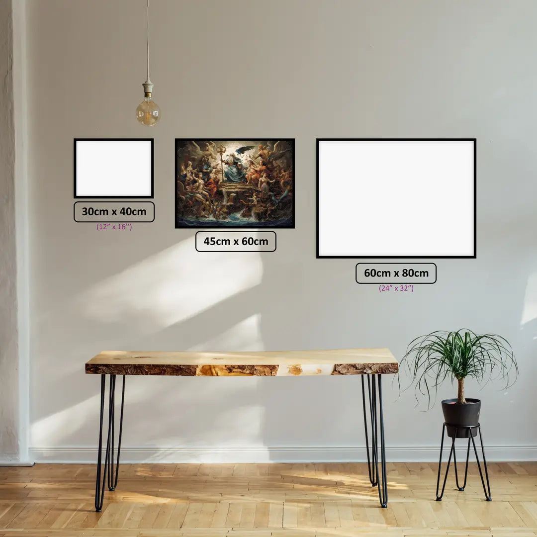 Greek Mythology diamond painting displayed in a room setting