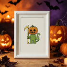 Completed Halloween Monster Friends mini diamond painting shown as framed decor
