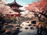 Japanese Cherry Blossoms artwork shown as a completed diamond painting preview