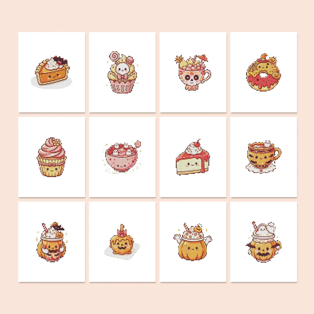 Kawaii Cakes & Desserts twelve-pack mini diamond painting set with all designs