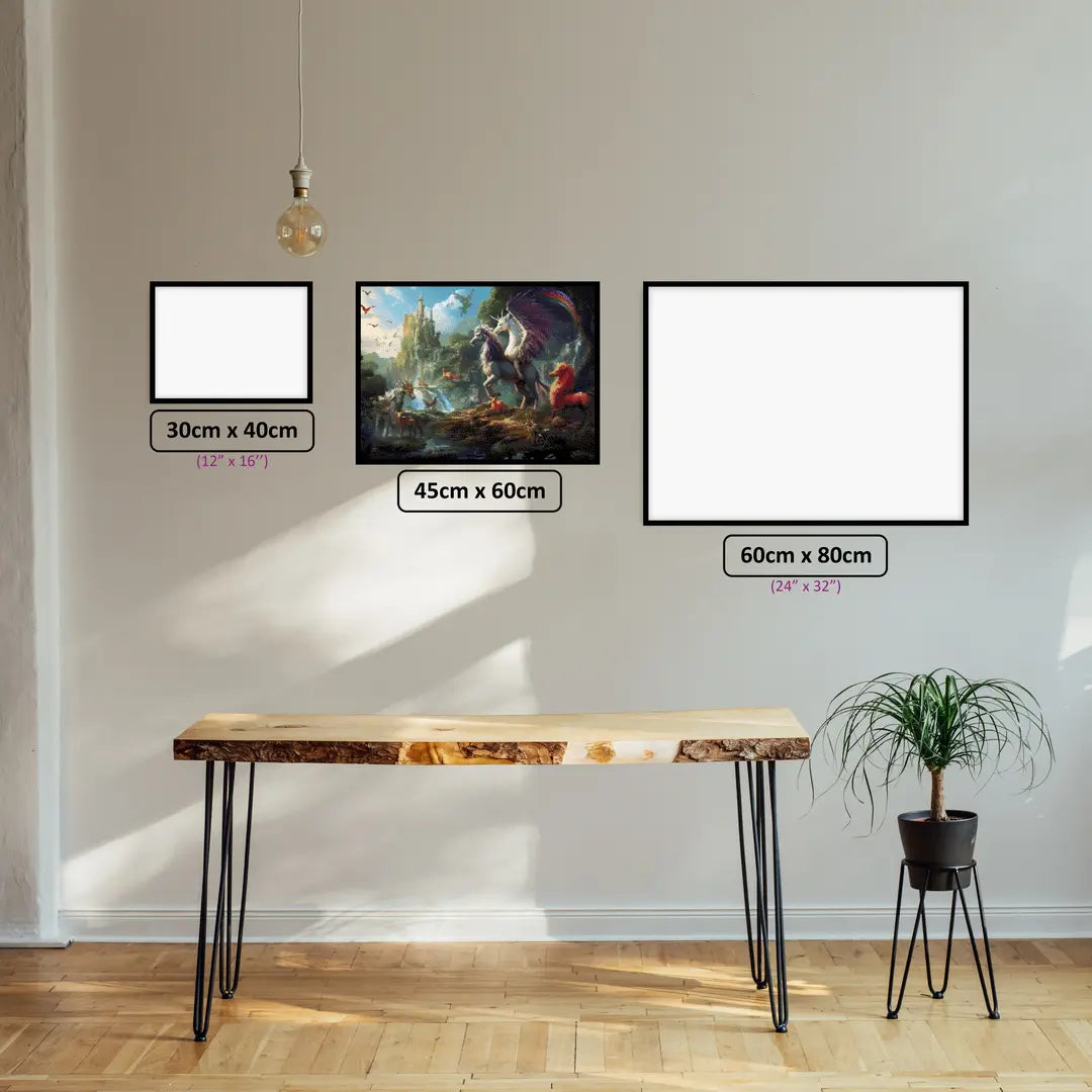 Magical Creatures diamond painting displayed in a room setting