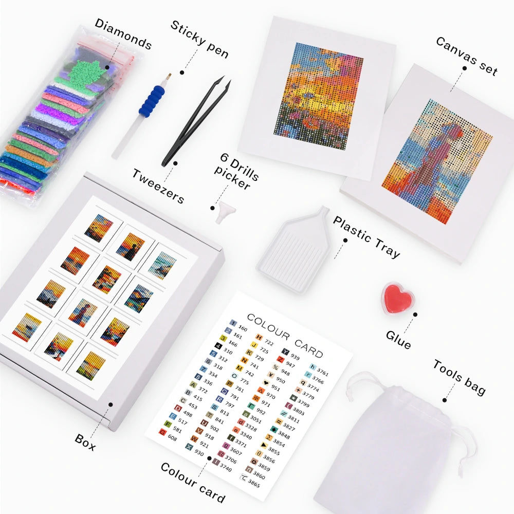 Modern Abstract Landscapes Mini Diamond Painting Set – 12 Pack