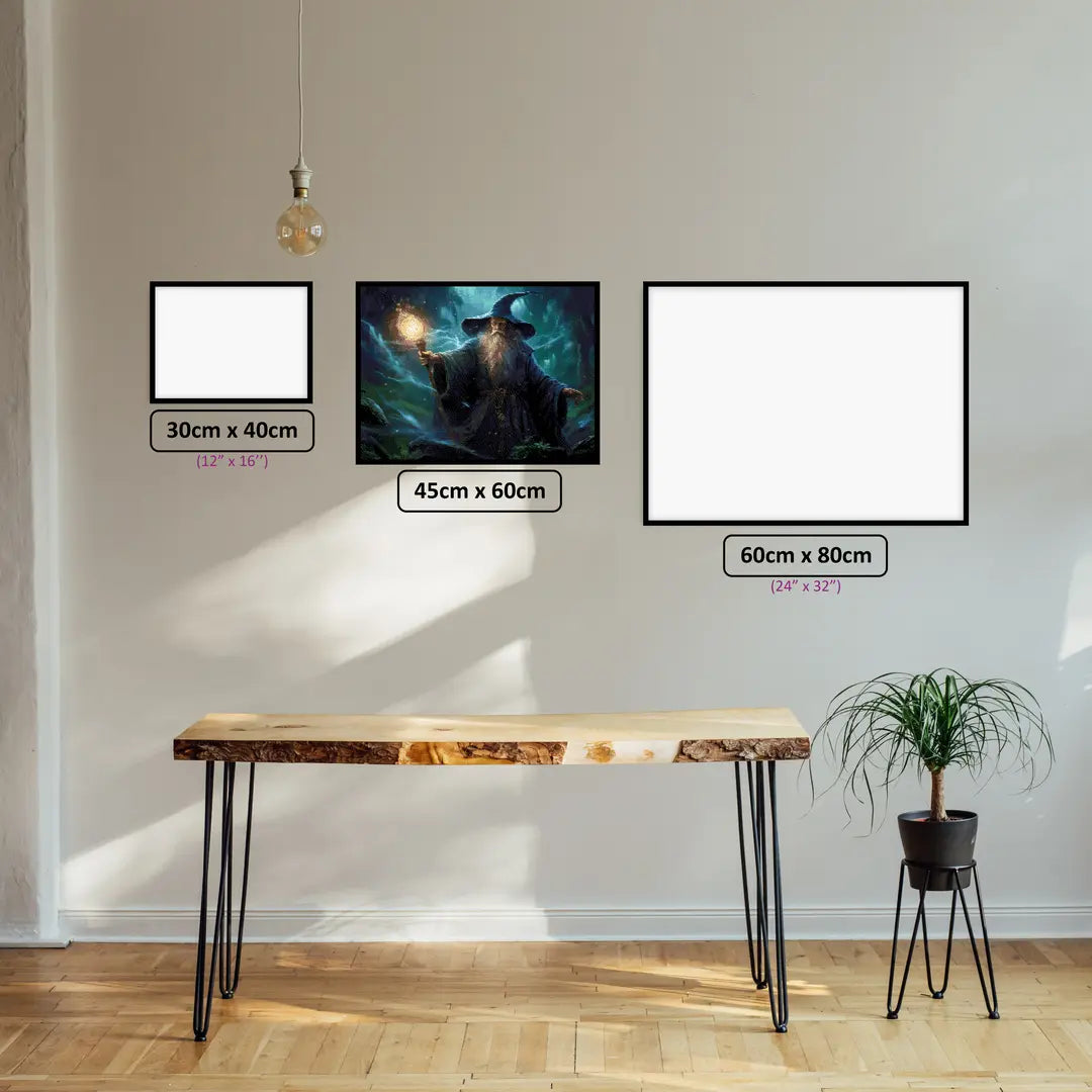 Mysterious Wizard diamond painting displayed in a room setting