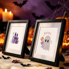 Pastel Halloween Cuties mini diamond painting design displayed in a decorative room setting
