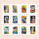 Pop Art Masterpieces twelve-pack mini diamond painting set with all designs
