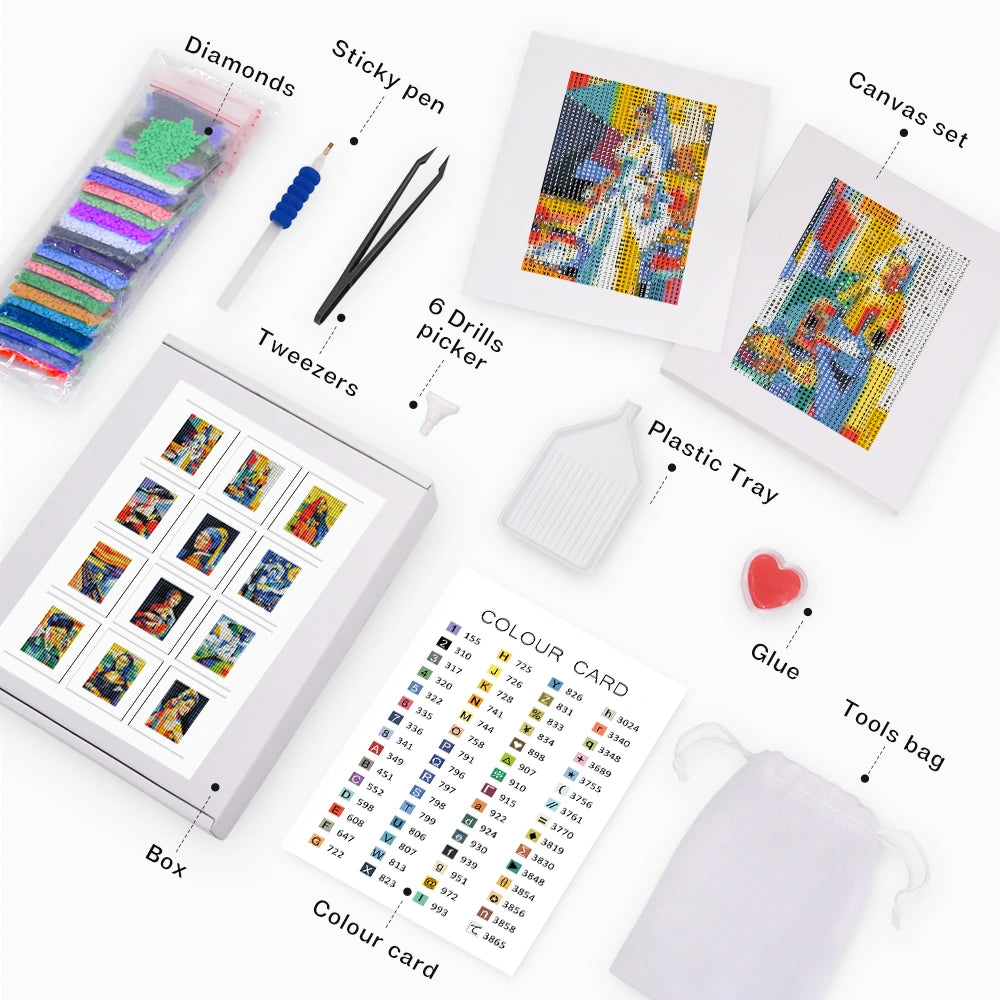 Pop Art Masterpieces Mini Diamond Painting Set – 12 Pack