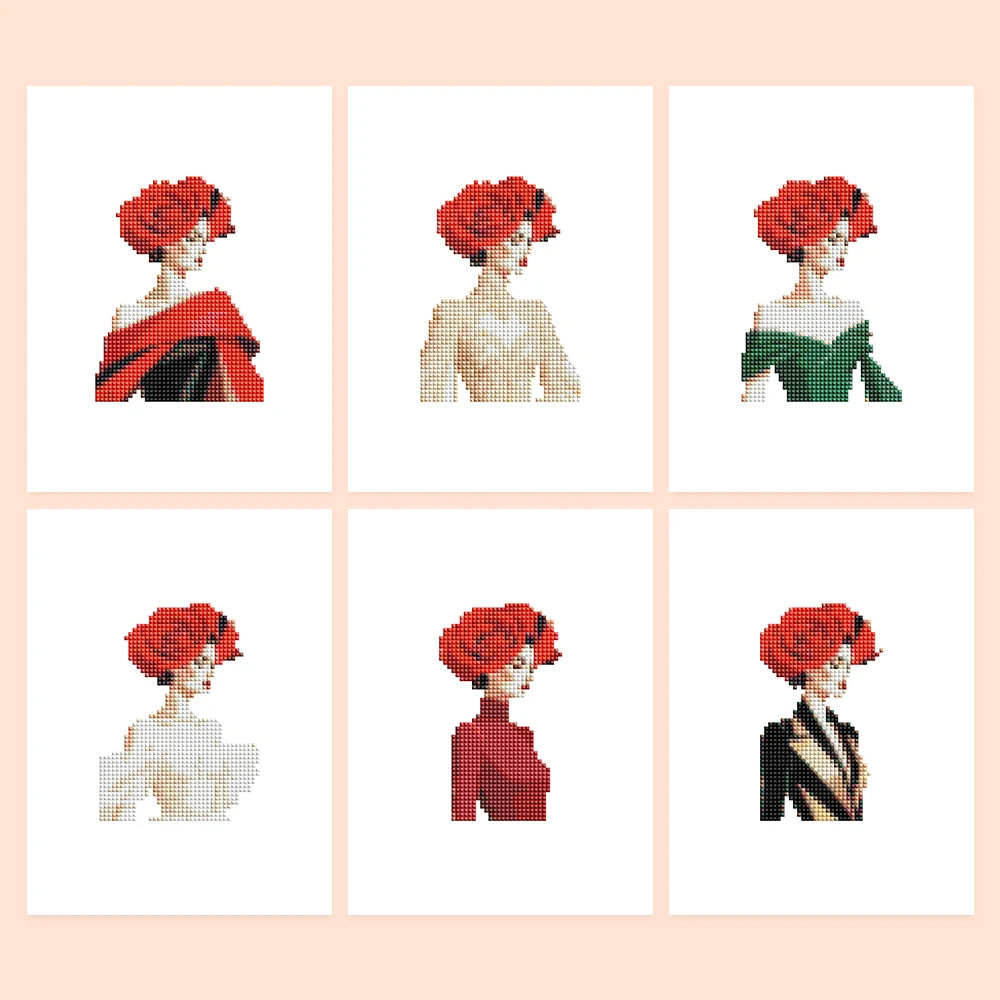 Red Rose Fashion six-pack mini diamond painting set with all designs