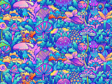 Neon Mushroom Wonderland - 5D Diamond Painting Kit