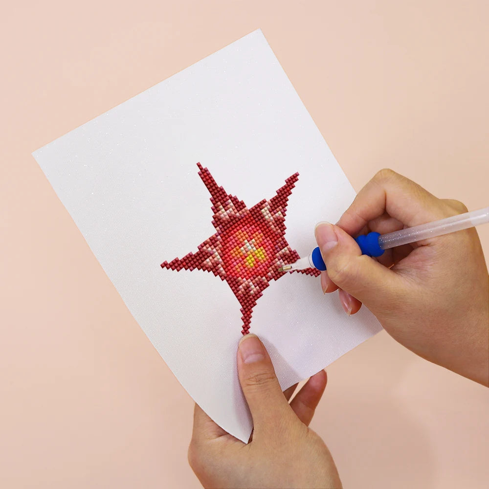 Applying drills to a Star Blooms mini diamond painting design