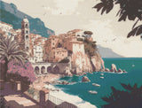 The Amalfi artwork shown as a completed diamond painting preview