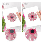Before and after view of a Tropical Blooms & Shells mini diamond painting design