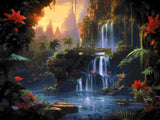 Tropical Oasis Retreat artwork shown as a completed diamond painting preview