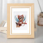 Framed Valentine Pets mini diamond painting artwork displayed in a styled setting
