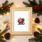 Completed Vintage Christmas Village mini diamond painting shown as framed decor