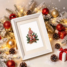 Framed Vintage Christmas Village mini diamond painting artwork presented as finished decor