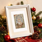 Framed Vintage Christmas Windows mini diamond painting artwork displayed in a styled setting