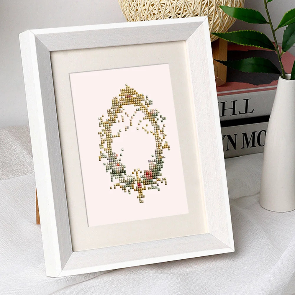 Vintage Floral Frames mini diamond painting design displayed in a decorative room setting
