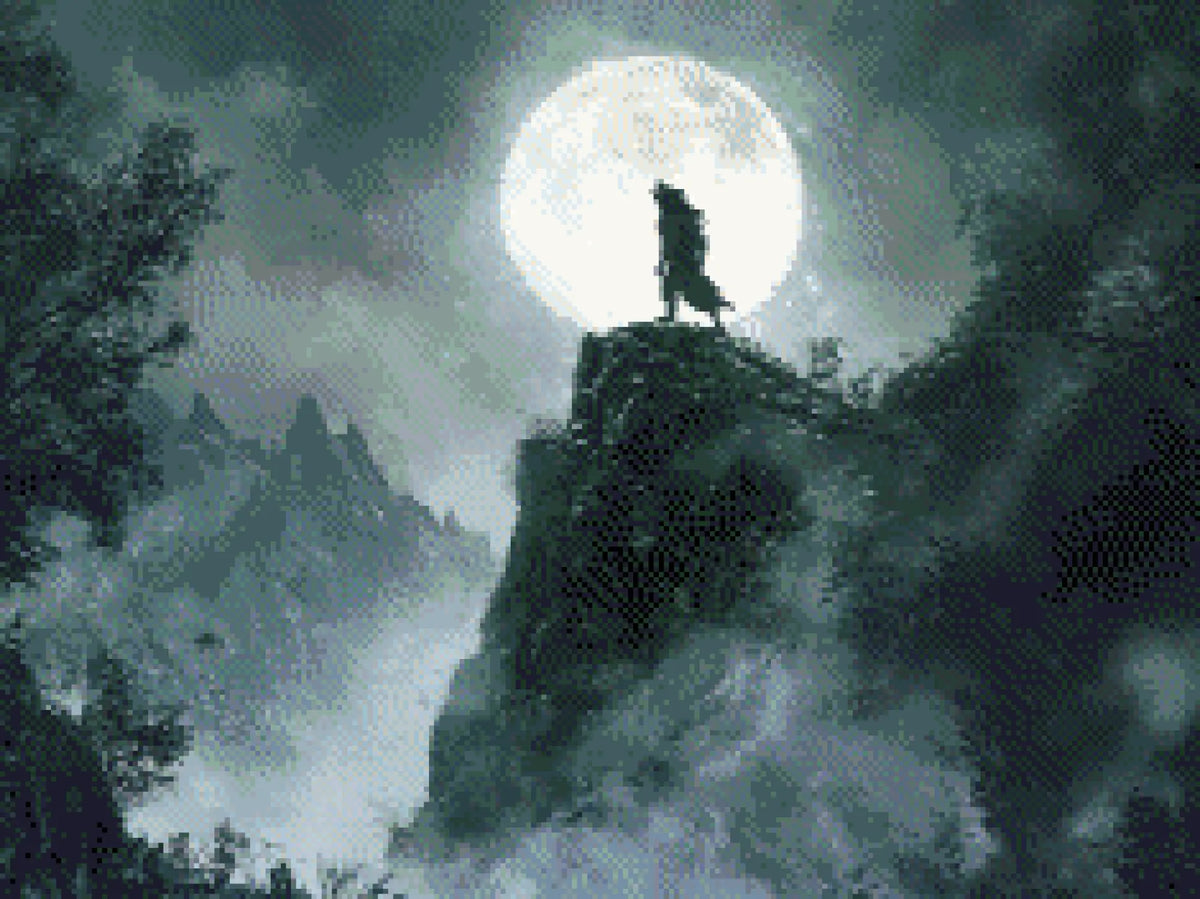 Werewolf's Howl artwork shown as a completed diamond painting preview