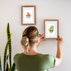 Framed Whimsical Mushrooms mini diamond painting artwork displayed in a styled setting